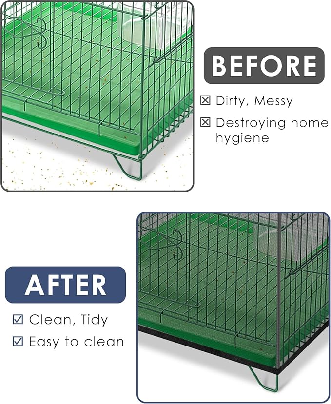 Bissap 2 PCS Bird Cage Seed Catcher, 59-90'' Universal Birdcage Net Nylon Adjustable Elastic Band Stretchy Skirts Mesh Cover for Parrot Cage Seed Guard (Not Include Birdcage)- White & Black