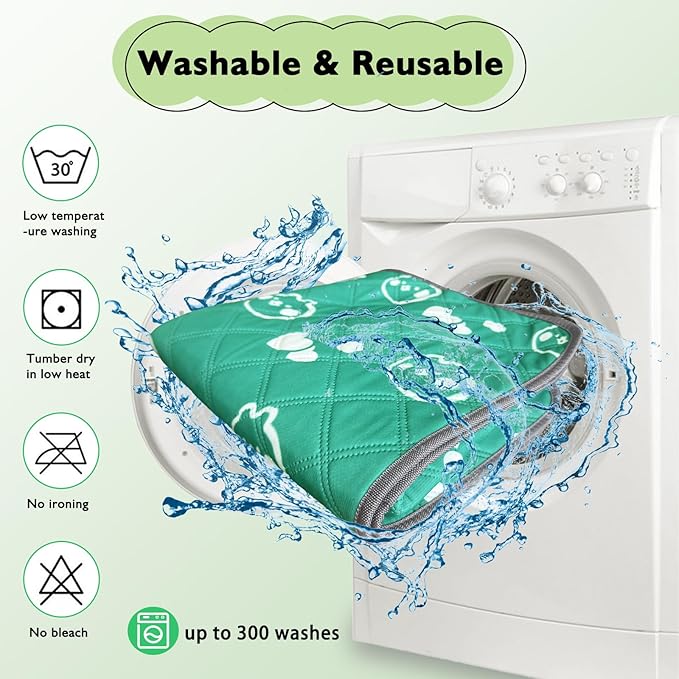 4 Pack Guinea Pig Bedding - Washable Guinea Pig Liners for C&C 2x1 Cage, Waterproof Reusable & Anti Slip Pee Pads Super Absorbent Mats for Small Animal Rabbit Hamster Rat (Green, 28 x 14 Inch)