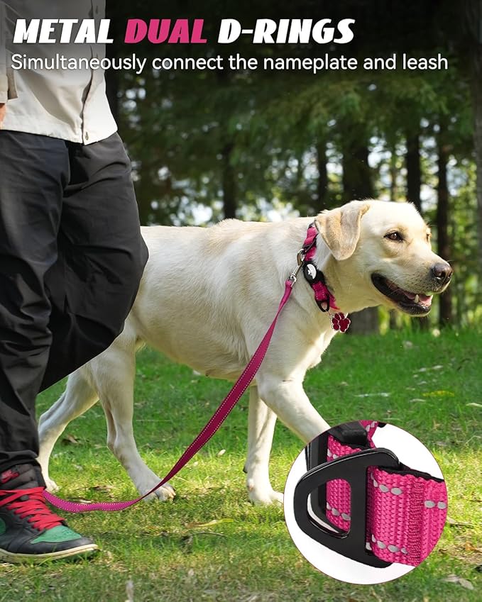 Joytale Airtag Dog Collar, Reflective Pet Collar with Waterproof AirTag Holder, Dual D-Rings, Soft Padded Adjustable for Extra Small and Puppy Dogs, Hotpink, XS