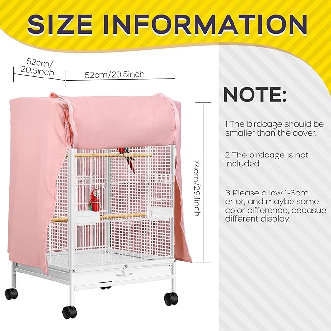 QBLEEV Birdcage Cover, Breathable Night Cover for Bird Cages, Parrot Cage Cover Shade Pet Universal Blackout Windproof Light-Proof Sleep Reduces Distractions Night Accessories Cloth Without Cage
