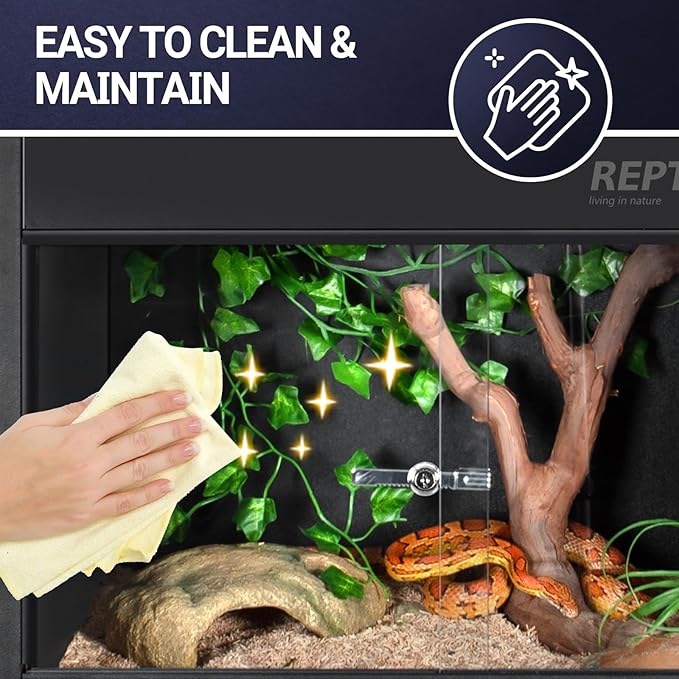 REPTI ZOO 120 Gallon PVC Reptile Tank Terrarium, 48x24x24 Reptile Terrarium for Ball Python Snake Bearded Dragon Gecko, Large Reptile Glass Tank with Sliding Door & Screen Ventilation