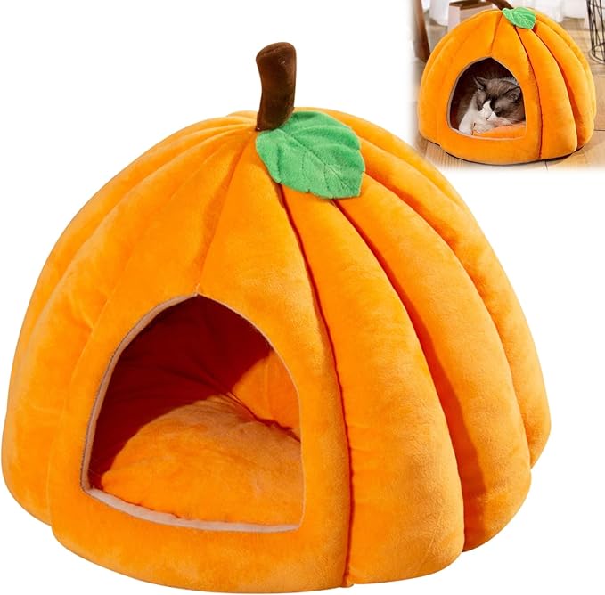 Pumpkin Cat Bed, Cute Pumpkin Shape Cat Cave