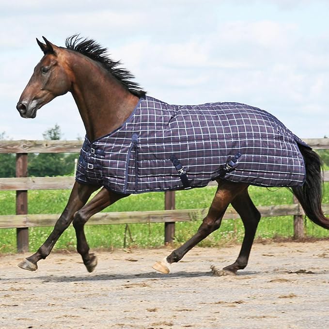 Country Pride Highland 1200D Lightweight Stable Blanket (74, Navy Plaid)