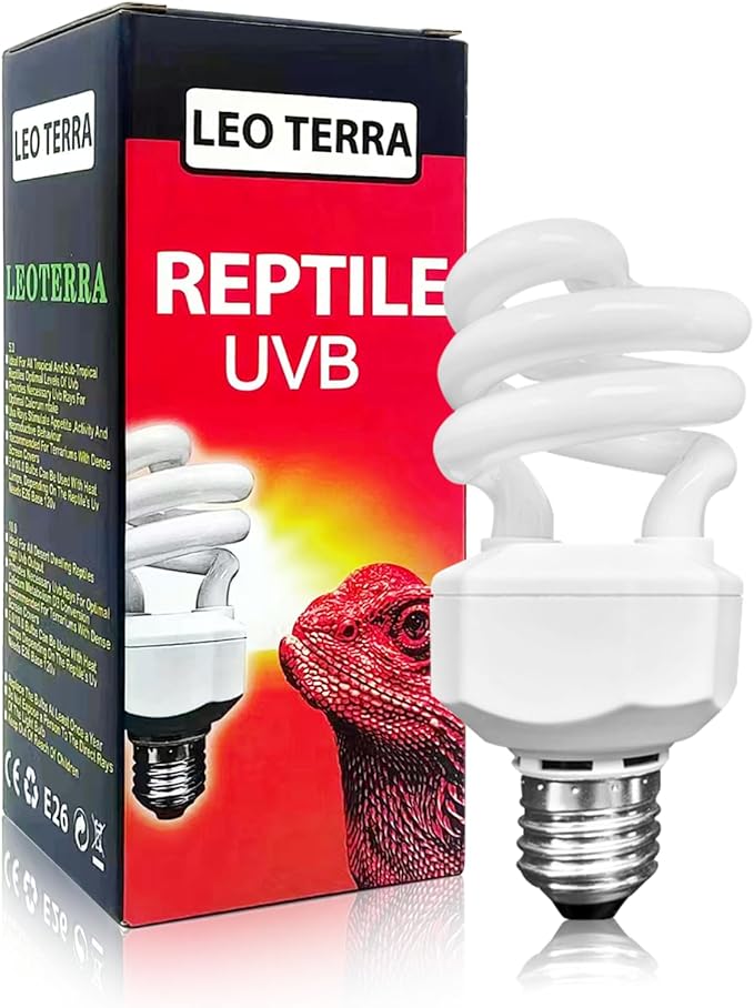 Leoterra Reptile UVB Light Bulb13W 10.0 for Bearded Dragon,Snakes,E26 Base UVA UVB Reptile Light Bulb(13W 10.0)