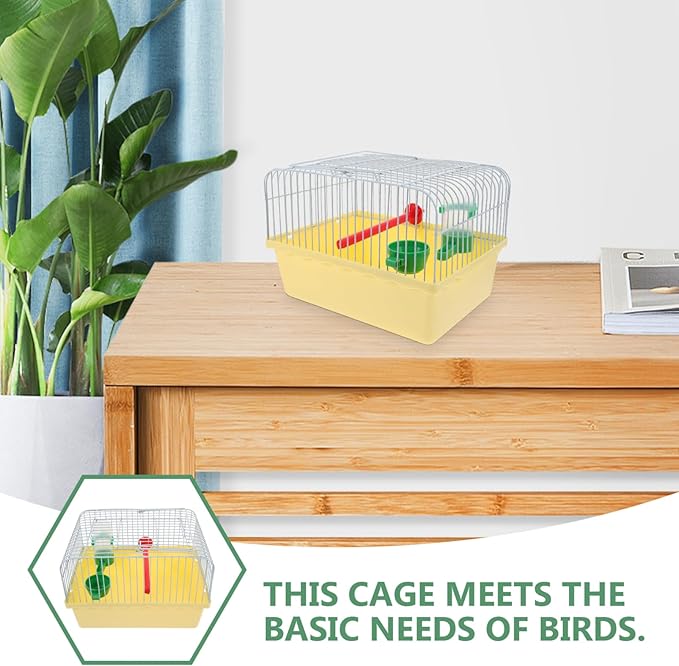 Besportble Portable Bird Cage for Travel with Food Box and Waterer Spacious Parakeet Carrier with Perch for Lovebirds and Small Birds Durable Yellow Design