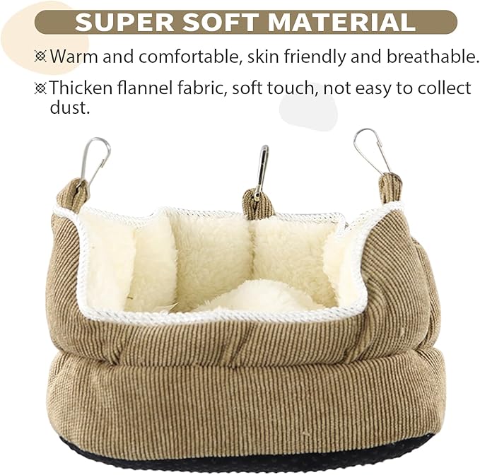 QBLEEV Bird Nest House Winter Warm Bed for Cage Hanging Hammock Soft Plush Snuggle Hut Tent, Parrot Cage Accessories Hideaway Sleeping Bed for Budgie Parakeet Cockatiel Conure Lovebird