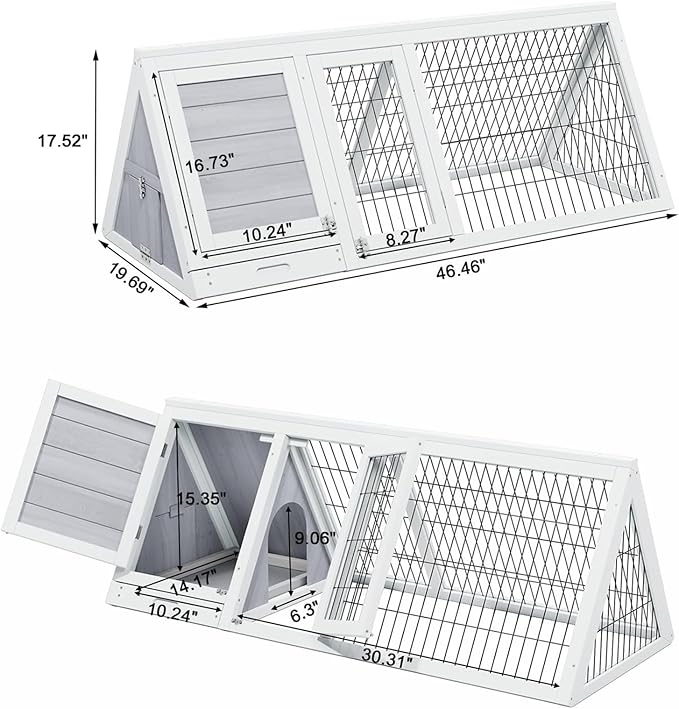 Small Chicken coop for 2-4 Chickens Outdoor Wooden with Waterproof Asphalt Roof, Ramp, and Multiple Doors Openable Top Pull-Out Tray Suitable for Outdoor Backyard (Off-White)