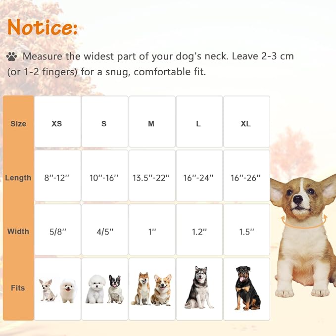 Cotton Fall Dog Collar, Halloween Dog Collars for Large Dogs, Soft Adjustable Cute Dog Collars, Brown Orange Stripe for Small Medium Large Dogs, Perfect for Girl or Boy Dog Collars-L