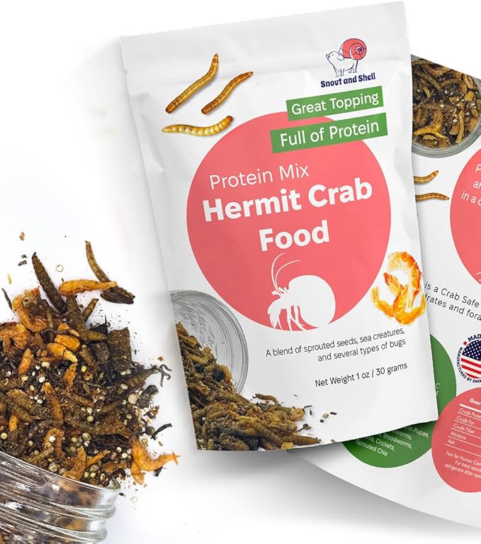Protein Mix Hermit Crab Food – Insects, Krill & Sprouted Grains – Great as Topper – 56g – Snout and Shell
