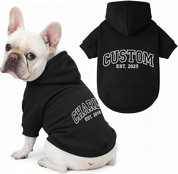 Noni Personalized Name Dog Hoodie, Embroidered Puppy Sweater with Name Text, Custom Pet Clothes Warm Winter Outfit for Dogs, Bright Puppy Sweatshirt, Pet Birthday Outfit, Gift for Dog Lovers