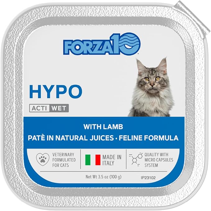 Forza10 Wet Hypoallergenic Cat Food, Canned Wet Cat Food, for Adult Cats with Allergy and Skin and Coat Conditions, 32 Pack Case of 3.5 Ounce Each (Lamb)