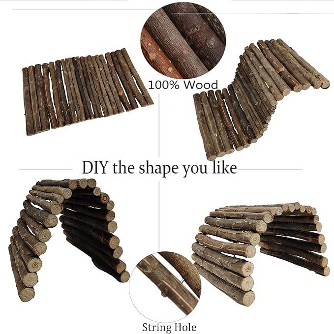 Hamiledyi Bearded Dragon Tank Accessories, Extra Large Reptile Hideout Wooden Bridge Ladder Habitat Decor Climbing Toys Stairs for Iguana Tortoise Lizard Gecko Snake Chameleon