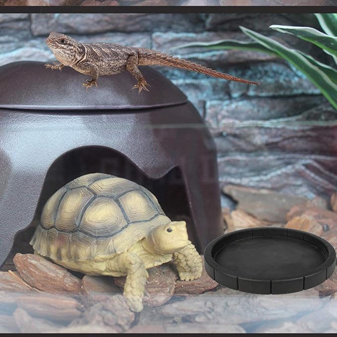 Reptile Feeding Dish Bowl Food and Water Bowl Tortoise Dish Reptile Tank Decor, Dia 6.7 Inches, Round