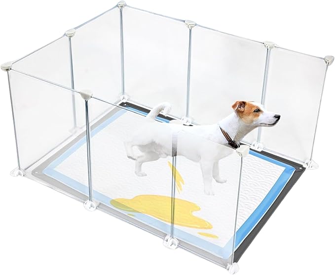 TidyFriend Litter Box Splash Guard 32 x 24 Inches, Dog Litter Box Shield Guard, Easy to Clean Indoor Dog Fence (White Fence Only)