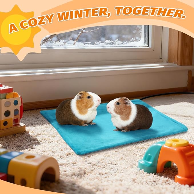 ANPHSIN Pet Heating Pad for Small Animal - Fire Retardant Heated Pad with Overload Protection Anti Chew Cord for Puppy Kittens Chicks Rabbits Ferrets Hedgehogs Outdoor Indoor 9''x12''