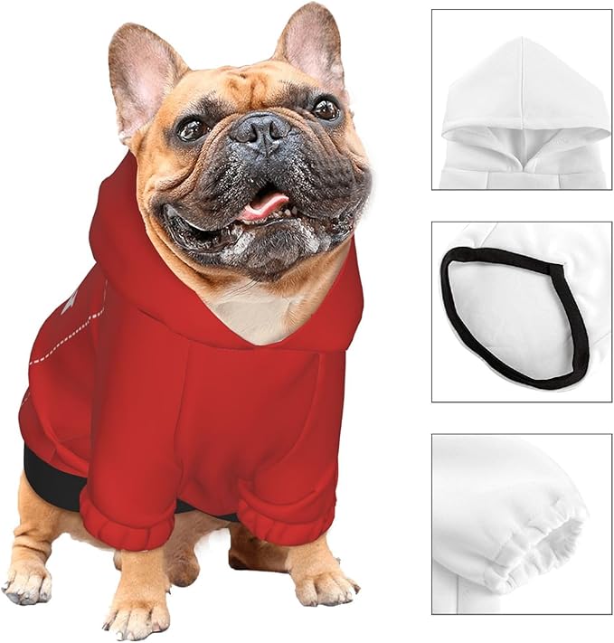 Dog Costume, Custom Dog Hoodie, Dog Name Costume Holiday Pet Pajamas Outfit, Personalized Pet Coat Costumes for Small Medium Large Dogs and Cats for Winter, Red, XL