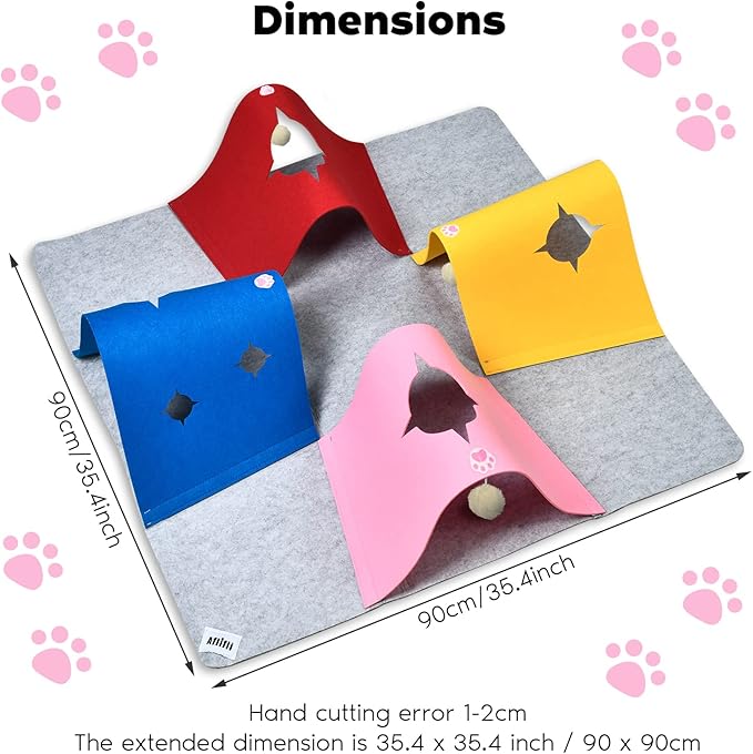 Cat Toys Tunnel for Indoor Cats, Interactive Cat Enrichment Furniture with Plush Ball for Small Animals Pets, Kittens, Rabbit Cave Accessories