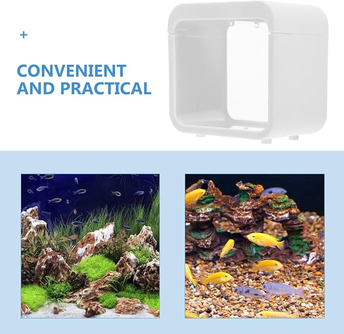 Plastic Aquarium Miniature Kits Small Aquarium Mini Fish Tank Small with LED Lighting Fish Landscape Box Desktop Decoration LED Creative