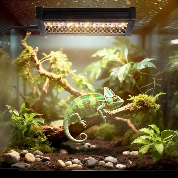 UVB Light for Bearded Dragon,LED UVB Light for Reptiles,Dimmable Brightness 18W 10Inch Reptile UVB Heat Lamp for Chameleon,Turtles,Lizard,Tortoise,Gecko,Snake, Adjustable 6/10/12-Hour Cycles