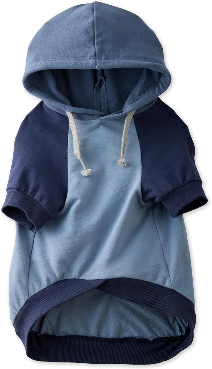 Rocky – The Orginal Lightweight Hooded TEE 100% Organic Cotton Dog Hoodie Pet Coat Sweater for Small, Medium, Large Dogs, Navy Color Block, XX-Small