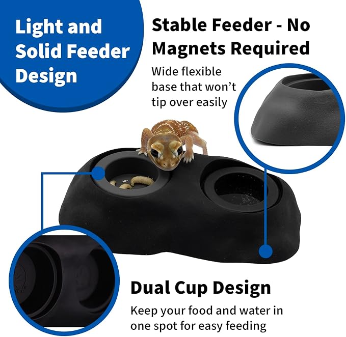 Pangea Ultimate Eco Dish, Crested Gecko Food and Water Bowl for Terrestrial Lizards, Durable Silicone Feeding Accessory for Reptile Terrariums 3.125in x 5.5in (Pink Marble)