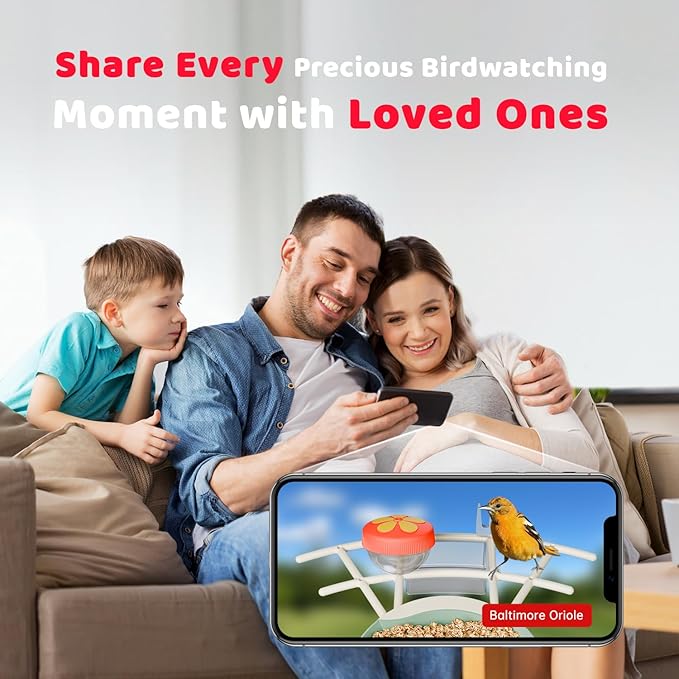 Bird Feeder with Camera Solar Powered, Smart Bird Feeder with AI Identify, 2K HD Live View and Instant Notification, Ideal Gift for Bird Lover(with 32G Card)