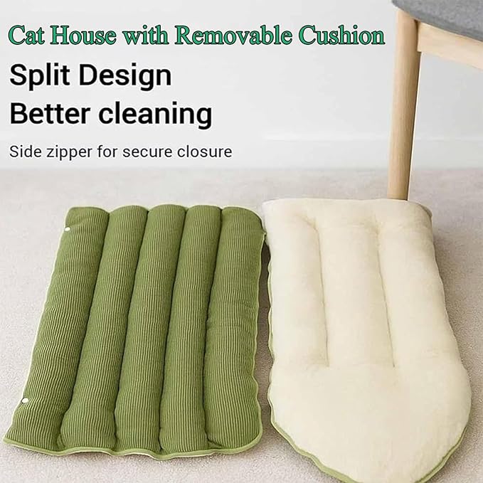 Expectation Cat Bed, Removable and Washable Winter Closed-Off Cat Bed, Soft Fluffy Warm Autumn/Winter Cats House, Washable Non-Slip Pet Sleeping Bag for Indoor Cats Small Dogs (Purple,Medium)