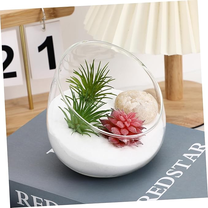 Yardwe Slant Cut Succulent Bowl Glass Terrarium - Thickened Moss Micro Landscape Bottle for Indoor Outdoor Plant Decor Home Ecological Bottle Present
