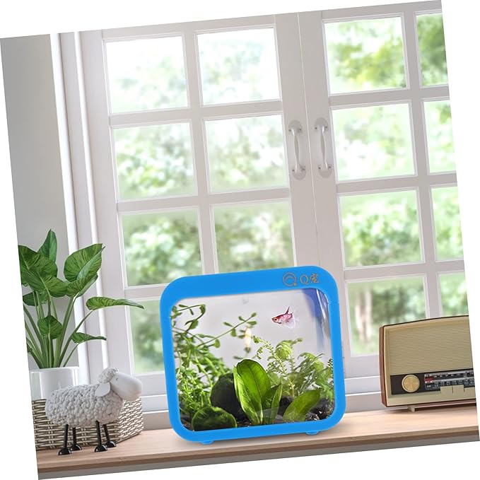 Transparent Mini Fish Tank with Led Light Creative Betta Fish Bowl for Desktop Decor Small Aquarium for Home Office Bedroom Easy to Clean and Detachable Betta Tank with 5 Color Changing Lights