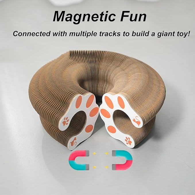 Kitty Kurl Cat Toy,Magic Organ Cat Toy,Magic Organ Cats Scratcher Board,Foldable Recyclable Accordion Toys with Ball for Indoor Cats Playing(1pc)