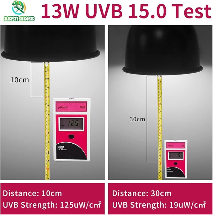 UVB Reptile Light 15.0, 13W Intense UVA UVB Bulb for Reptiles, Terrarium Compact Fluorescent Lamp, Reptile UVB Light Bulb for Desert Reptiles & Amphibians
