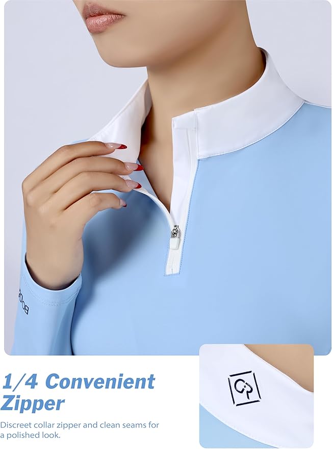 Women's Horse Riding Shirt Long Sleeve Top Comfortable Breathable Quick-Dry Horseback Riding Shirts Equestrian Women