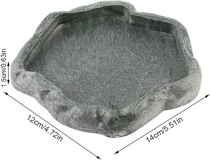 Ejoyous Reptile Water Dish, ABS Reptile Rock Reptiles Feeding Food Bowl Water Dish, Reptile Terrarium Decor Accessories for Tortoise Lizard Turtle Frog Leopard Gecko (S)