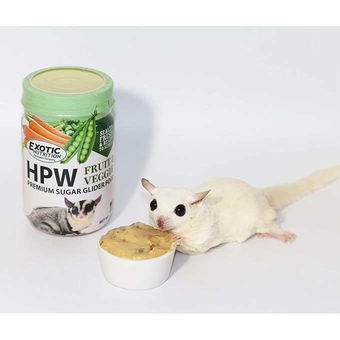 Exotic Nutrition Sugar Glider HPW Diet Jar - High Protein Healthy Natural No Mess Food for Sugar Gliders - High Protein Wombaroo Diet (Fruit & Veggie)