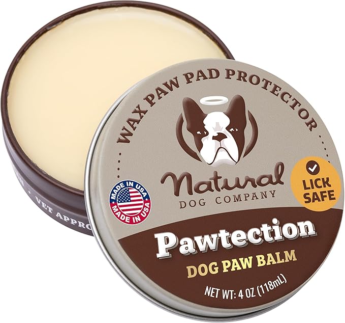 Natural Dog Company PawTection Balm for Dogs, Dog Paw Protector, Moisturizing Dog Paw Balm for Dry, Cracked Pad, Protects Paw from Extreme Weather, Paw Lotion for Allergies & Itching (4 oz Tin)