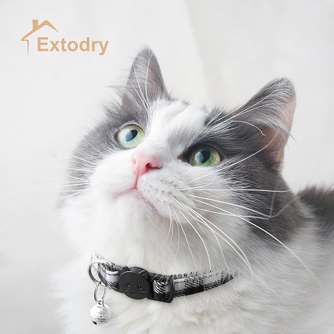 6 Pack Classic Plaid Cat Collars with Bells - Breakaway Kitten Collar and Adjustable 7-12in,Cute Kitty Collar for Girl Boy Cats,Pet Gifts,Accessories,Supplies,Stuff