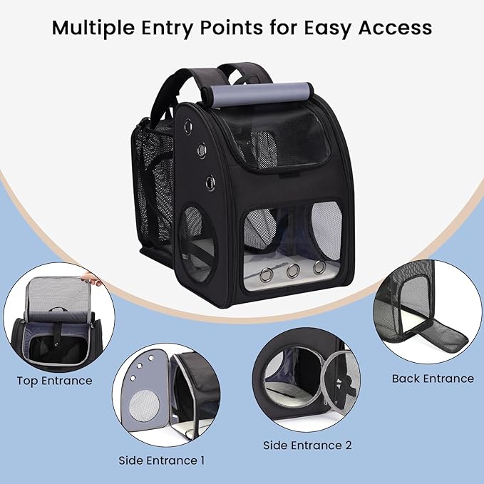 Cat Backpack Carrier, Expandable Pet Carrier Backpack for Cats & Small Pets, Super Ventilated Breathable Design, Airline Approved Portable Travel Backpack for Hiking, Camping & Outdoor Use