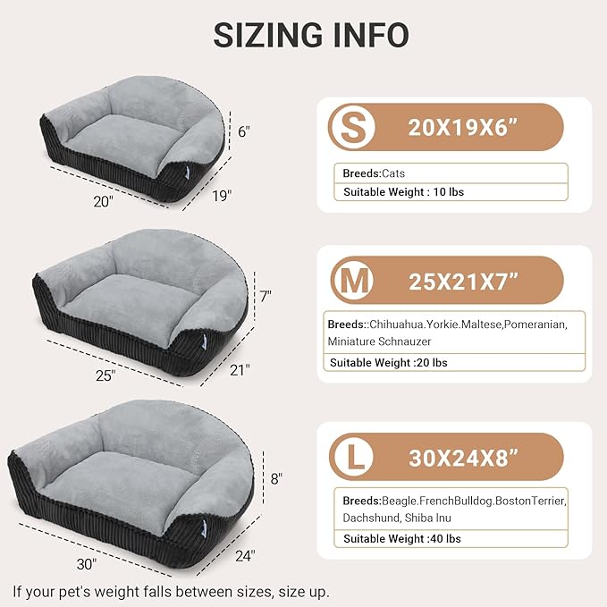 Cat Couch for Puppy, Kitten, and Small Pets - Soft Faux Rabbit Fur Pet Sofa with Washable Removable Cover, Non-Slip Fuzzy Plush Cushion, 36"x27"x11"