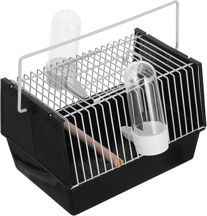 Portable Black Bird Cage for Small Birds and Parrots - Handheld Carrier with Space for Play and Rest