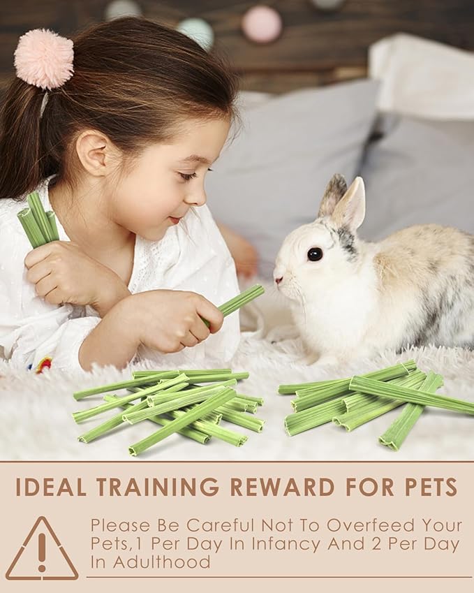 Bissap 35PCS Rabbit Chew Sticks, Natural Papaya Stems Bunny Chews Treats for Rabbit Hamster Chinchilla Guinea Pig Small Animals Organic Molar Chewing Snack
