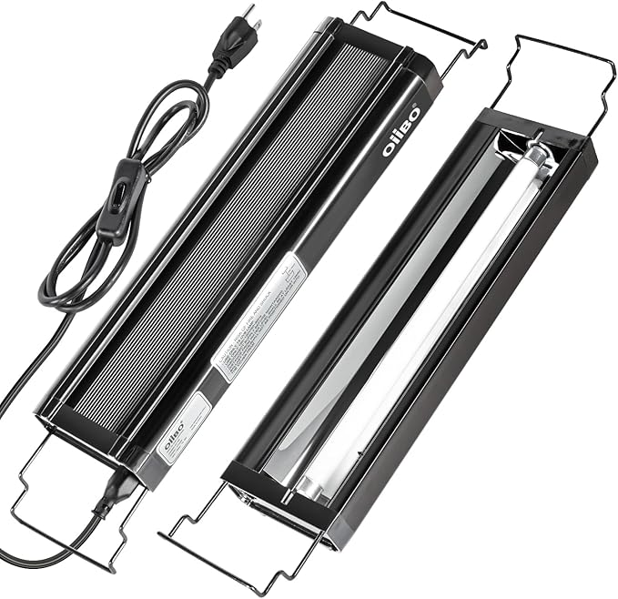 Oiibo T5 HO Reptile Light Fixture UVB Lighting Combo Kit, Reptiles Terrarium Lamp Hood Light Fixture Include UVB 5.0 Rainforest Reptile Light for Chameleon Arboreal Geckos Lizard (8W)