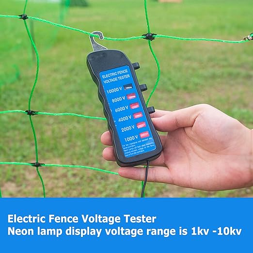 Electric Fence Voltage Tester, 10KV Fence Tester 6 Neon Indicator Lights/Fence Tester for Farms Fault Finder Portable Testing Tool