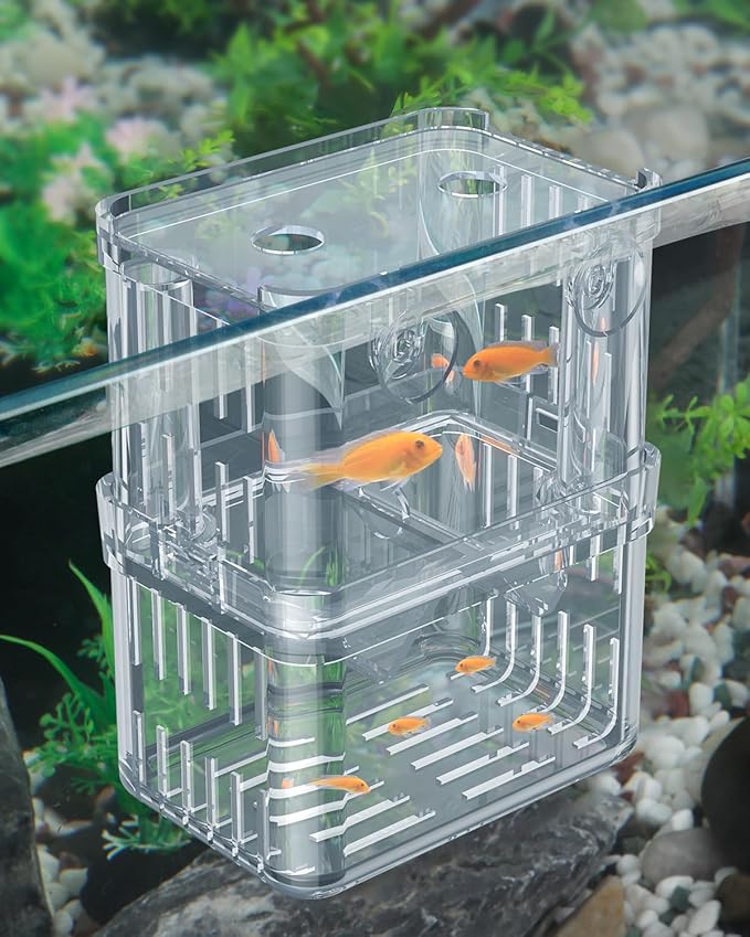 Pawfly Aquarium Breeding Box - Transparent Plastic Breeder Box for Fish Tank, Fry Hatchery Incubator for Baby Fish, Shrimp, Betta, Clownfish, Guppy, Large