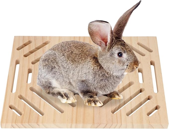 Hypeety Natural Wood Rabbit Scratch Board Bunny Scratching Pad for Rabbits Bunnies Durable Nail Trimming Teeth Grinding Indoor Play with Chew Toys