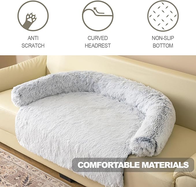 Tinaco Calming Dogs/Cats Bed Mats, Dog Pad Washable Removable Couch Cover, Plush Long Fur Mat for Pets, Waterproof Lining, Perfect for Small, Medium and Large Dogs and Cats (Gradient Gray, 45"x37")