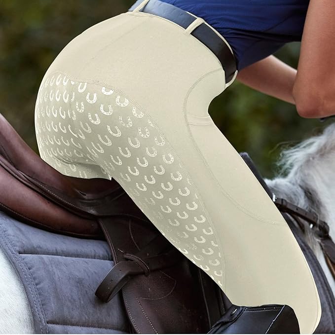 FitsT4 Sports Women's Full Seat Riding Tights Active Silicon Grip Horse Riding Tights Equestrian Breeches