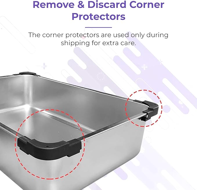 iPrimio - Stainless Steel Enclosed Litter Box for Cats - Easy to Clean - Includes High-Sided Litter Box, Scooper for Extra Scatter Protection - Medium Size for Big Cats - 20 x 14.2 x 6 in