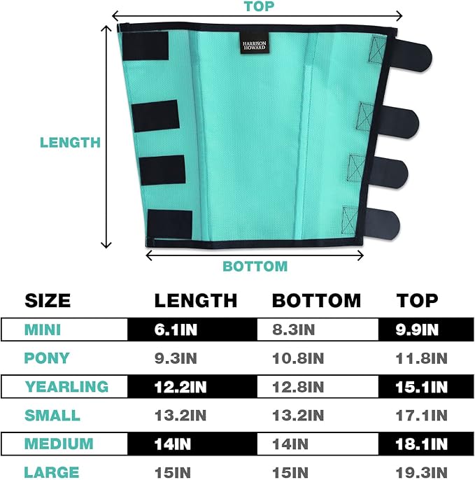 Harrison Howard Loose Fitting Fly Boots UV-Protective Extra Tough Mesh Ventilated Four Fasteners Stay-on Design Protect Horse Legs & Stomp-Reducing Set of 4 Mint Small