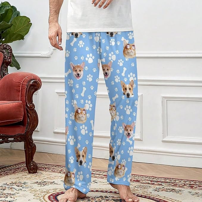 Custom Pajamas Pants with Photo for Men Women:Made in USA Personalized Pajama Trousers,Gifts for Wife Husband