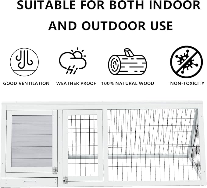 Chicken Coop for 2 Chickens Small Rabbit Hutch Quail Coop Wooden Bunny Cages Outdoor Chicken Comes with Tray (Wood) - TenaoVilleux